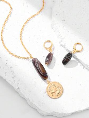 全新优雅女士玛瑙石首饰套装