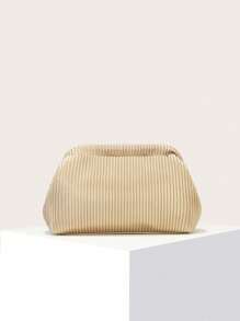 女士手拿包，褶皱云朵设计，翻盖开合，复古高品质法式简约风格，适合外出。