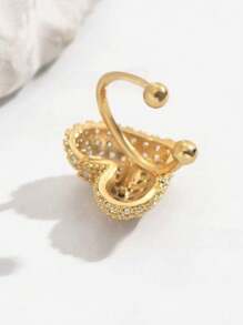 1 Stück Mikro Pavé Zirkonia 3D Herz Ohrclip, kein Piercing erforderlich, minimalistisch, chic, vielseitig, neue europäische & amerikanische Retro Stil Ohrringe Accessoires