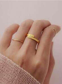 Customized Gold & Silver Open Ring, Suitable For Family Name Customization, Gift For Relatives And Friends, Mother's Day Gift For Mom From Daughter,Kids,Gala Night,Back To School Fashion