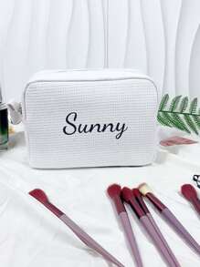 1pc Custom Embroidery Large Capacity Multifunctional Portable Travel Storage Bag Cosmetic Bag Toiletry Organizer Storage Pouch Suitable For Women College Students Outdoor Travel Vacation Home Storage School Dormitory Bathroom Must-Have Exclusive Customized Gift