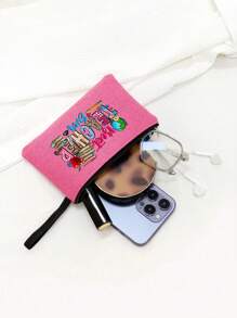 Bolso de maquillaje con estampado de "Maestro" como regalo de apreciación para profesores, monedero de lino, bolsa de cosméticos con forro sin cierre - Perfecto para educadores y personal escolar, regalo de agradecimiento para maestros, accesorios casuales y elegantes para salidas, vacaciones, traslados diarios, bolsa de cosméticos - Multicolor - Ver 8