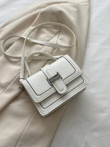 Mini Fashionable Women Quilted Flap Hand Bag, Patchwork Flap Small Square Bag, Outdoor Shopping Bag, Versatile Commuter Bag - White - View 6