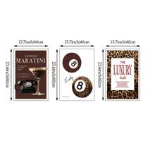 1/3 件奢华时尚杂志封面墙面艺术画豹纹帆布画浓咖啡马提尼海报少女美学装饰卧室、客厅或宿舍墙壁装饰礼物无框 - 彩色 - 查看 14