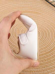 1 Pair Boys' Solid Color PU Hook And Loop Design Flat Breathable Versatile Casual Sandals, Suitable For Summer