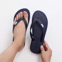Men's Flip Flops, Anti-Slip Comfortable Casual Slippers, Simple Thong Style Outdoor Beach Sandals - Blue - View 8