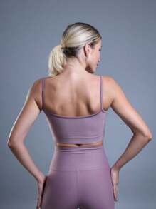 FITNESS TOP WITH NON-TRANSPARENCY STRAPS AND HIGH SUPPORT - Rusty Rose - View 4