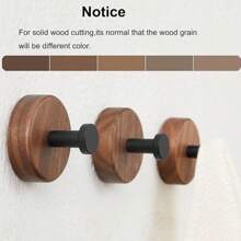 4 Packs Premium Wood Coat Hooks Wall Mounted, Heavy Duty Towel Hooks For Bathroom,Two-Way Installation Provided (Screw In & Adhesive),Rustic Gold Wall Hooks… - 金色 - 查看 3