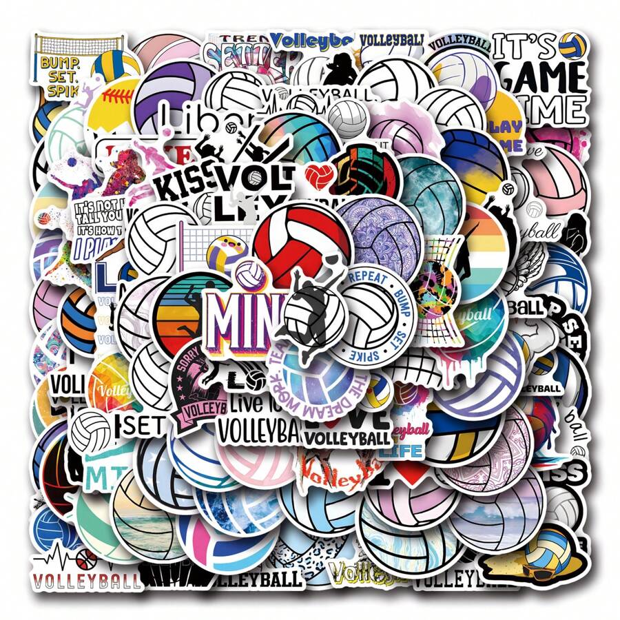 110 张排球贴纸美观乙烯基贴纸高品质贴纸贴花剪贴簿、日记、笔记本电脑、保险杠、滑板、水瓶、电脑、手机贴纸可以为您的生活带来很多乐趣，是送给成人的完美礼物 - 彩色 - 查看 1