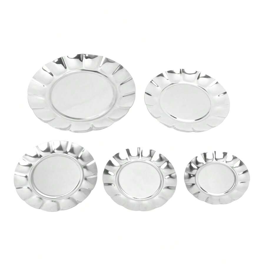 Juego de 5 platos de comida de acero inoxidable de 13 cm, 15 cm, 16,5 cm, 20 cm y 25 cm, plato para brochetas