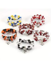 4Pcs/Set Bohemian Sports-Themed Polymer Clay Bracelet Featuring Elements Of Rugby Basketball Soccer Baseball And Volleyball For Women's And Men's Daily Wear Holiday