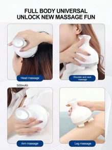 AXH Portable Electric Head Massager, Handheld With Kneading Scalp Massager And Head Massager, Suitable For Full Body Massage, High Frequency 4-Head Electric Scalp Stimulator, Silicone Head Massager - Blue - View 5