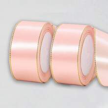 Paquete de 2 piezas de cinta dorada de 4 cm de ancho y 21 m de largo, para manualidades en ramos de rosas, decoración de tartas y cajas de regalo, decoración de bodas, cinta de satén