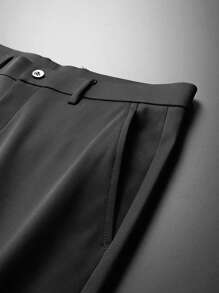 Stretch Fabric Office & Commuter Style Trousers, Men's Casual Slim Fit Dress Pants For Summer, Professional Suit Pants For Work, Wedding, Party, Halloween, Christmas - Dark Grey - View 6