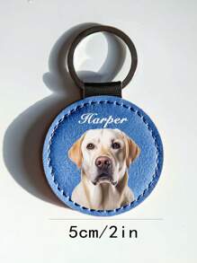 1pc Personalized Keychains For Customized Pet Portraits, Leather Keychains For Customized Personalized Pictures And Text With Circular Design, Gifts For Her And Him, Friends, Loved Ones, Grandparents, Mom And Dad, Puppies And Kittens, Vintage Keychains, Pet Keepsake Accessories For Pet Lovers,Dawg,Engraved,Durable,Stainless,Colorful,Cute,Adorable,Funny,Kawaii,Y2K,Stylish,Unisex,Casual,Custom,Personalized,Unique,Customized,Ideal Gifts For Him,Ideal Gifts For Her,Her,Boyfriend,Girlfriend,Family,Friends,Children