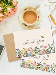 优雅蝴蝶感谢卡套装 - 花卉贺卡配牛皮纸信封和蜡封贴纸，非常适合婚礼、生日、家人、朋友和毕业礼物 - A - 查看 6