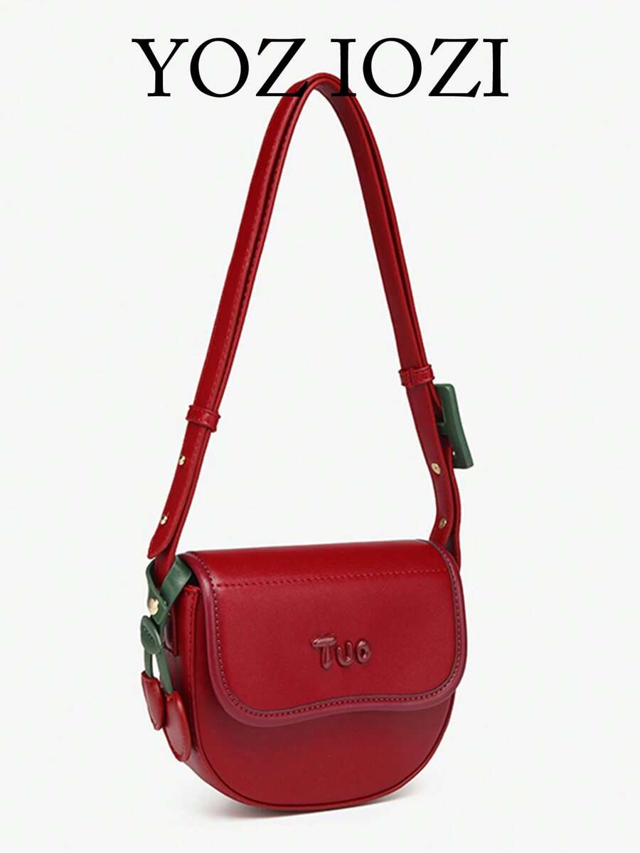 Regalo de cumpleaños Bolso de silla de montar de cereza 2025 Nuevo bolso de mano versátil y de moda con textura roja Bolso cruzado original para mujeres