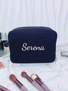 1pc Custom Embroidery Large Capacity Multifunctional Portable Travel Storage Bag Cosmetic Bag Toiletry Organizer Storage Pouch Suitable For Women College Students Outdoor Travel Vacation Home Storage School Dormitory Bathroom Must-Have Exclusive Customized Gift