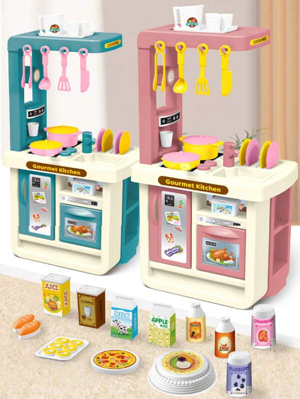 1 Set Of Mini Kitchen Toys/Vanity With Realistic Appearance And Functionality! Equipment, Including Tableware, Baking Pans, Cooking Utensils, Parent-Child Scene Simulation, Birthday Gift Interaction And Educational Games, Simulated Small Appliances, Birthday Gifts, Girls' Toys, Kitchen Toys, Children's Kitchen Sets, Kitchen