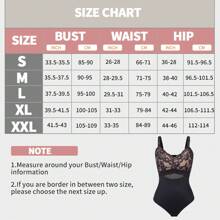 Women's Shapewear Bodysuit With Built-In Padded Bra Full Body Shaper Tummy Control Slimming Lace Corset Thong Waist Trainer Firm Control Body Suit - 黑色 - 查看 10