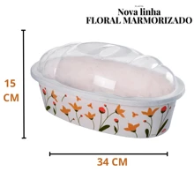 Bread Holder Cake With Lid Plastic Kitchen - Jaspeado - Ver 2