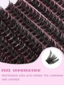 160/290/300pcs D-Curl Fluffy Single Lash Tray,Suitable For Beginners,DIY At Home For Natural Big Eye Makeup,Easy To Use,Soft And Comfortable,Suitable For Professionals,Daily Outings,Travel,Photography,Parties,Weddings ,Single False Eyelashes. - D - 查看 5