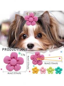 10 piezas de lazos elásticos con forma de flor de colores aleatorios para el pelo de mascotas perros y gatos, accesorios de peinado lindos para mascotas - Multicolor - Ver 2