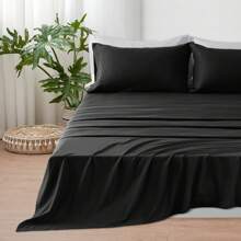 Luxurious And Breathable Bedding Set Includes 1 Durable Duvet Cover, 1 Soft Fitted Sheet And 1/2 Pillowcases - Ultra-Soft Cotton That Is Wrinkle-Resistant, Hypoallergenic And Easy To Care For. - 黑色 - 查看 3