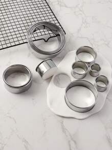 6 件/12 件不锈钢圆形蛋糕模具、慕斯圈