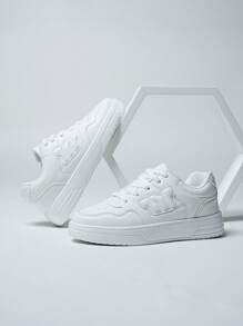 New Flat Canvas Sneakers, Lightweight, Comfortable For Students/School, Outdoor Non-Slip Versatile Casual Sports Shoes For Teens - White - View 2