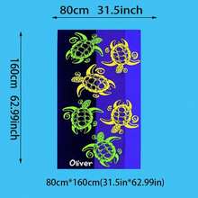 1 件海洋系列动物图案沙滩巾，个性化柔软舒适毛绒沙滩巾 - 彩色 - 查看 19