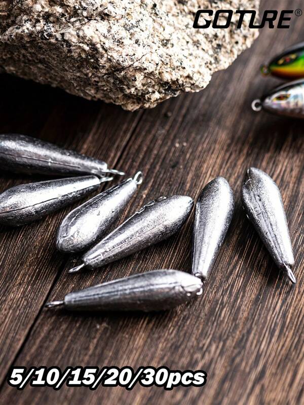 GOTURE Goture 5/10/15/20/30pcs Fishing Weights Sinkers Willow Leaf/Drop Shot/Bullet Weights With Swivel Sanp ,Ideal Fishing Sinkers And Weights,Lead Weights For Accurate Casting And Versatile Angling
