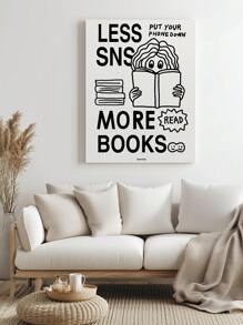 1pc Hand Drawing Encourages Reading Ink Painting Quotes-Printing Canvas -Posters-Wall Arts- Frameless Canvas Paintings - Bedroom, Home Office, Kitchen, Bathroom - Indoor/Outdoor Hanging Pictures Ideal Gift For Wall Decoration, Room Decoration Paintings