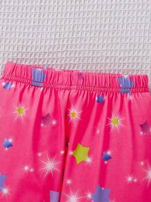 Young/Young Girl Unicorn Graphic T-Shirt And Start Pattern Leggings,Comfortable & Stylish Outfit For Daily Wear,Outdoor,SportsSpring/Summer Unicorn