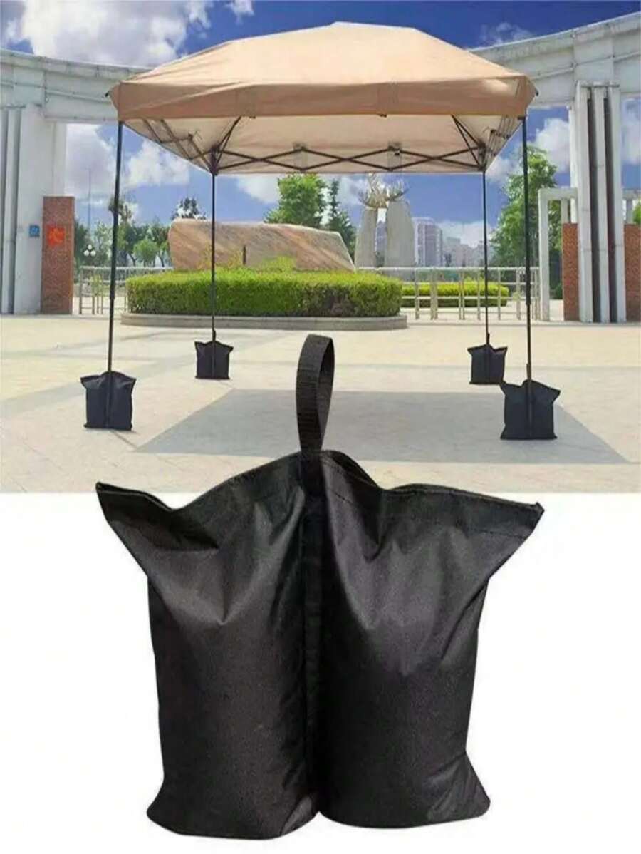 1pc Heavy Duty Oxford Tent Weight Bag - Outdoor Camping Sun Shade Canopy Sand Bag Stake, Black, Patio Gazebo Weight, Canopy Weight Bag, Heavy-Duty Sandbag, Upright Tent Canopy Leg Weight, Garden Gazebo, Umbrellas, Trampoline Leg Weights, Suitable For Instant Outdoor Sun Shade Shelters, Outdoor Accessories, Camping Accessories