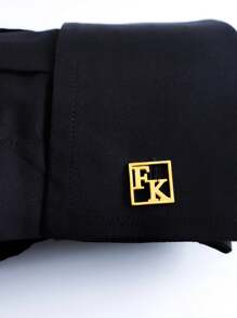 Customizable Stainless Steel Square Letter Cufflinks For Men - Elegant FK Design, Great For Suits, Shirts, Weddings, Business Attire And Father's Day Gifts