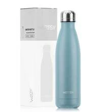 watersy 1 pièce Bouteille d'eau en acier inoxydable WATERSY, flacon isotherme de 17 oz/500 ml, bouteille d'eau en métal bleu gardant les boissons froides et chaudes, gourde de voyage pour l'école, la salle de sport, les déplacements et les sports