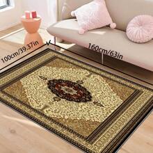 [Crystal Velvet 700g/㎡ Point-Printed Bottom, 5mm Thick] 1pc Bohemian Style Solid Color Area Rug, Soft Non-Slip Washable Carpet Suitable For Living Room, Bedroom, Kitchen, Office, Home Decor, Large Classroom Rug, Geometric Washable Rug