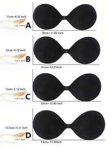 Invisible Strapless Sticky Silicone Bra Cups, Thick 3CM Gather & Lift Push Up Bra Pads For Small Bust, Hidden Bra Cups For Dresses & Gowns - Black - View 11