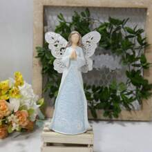 精美创意蝴蝶镂空翅膀双手祈祷天使、手捧鲜花天使、手拿镜子天使，适合母亲节送给妈妈的礼物，橱窗家居客厅卧室摆件，树脂工艺品 - 彩色 - 查看 5