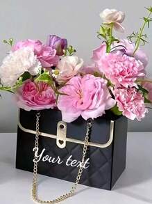 Customized Flower Paper Boxes, Flower Shop Packaging Boxes With Metal Chains, Flower Packaging, Bouquet Storage Barrels, Rectangular Packaging Boxes, Flower Shop Bags, Handbags, Bouquet Packaging Baskets, Wedding Party Gift Bags, Back To School, Holiday Gifts, Gifts For Mom - Multicolor - View 8