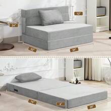 Convertible Folding Sofa Bed Sofa Living Room Sofa Small Corduroy Sofa Bed Leisure Chair Foldable Memory Foam Floor Bed Suitable For Bedroom RV Dormitory Office With Pillow Corduroy Gray Single - 燈芯絨淺灰色 - 查看 2