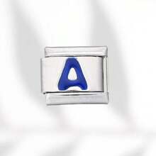 1 Peça Clássica de Cor Prateada Azul de 26 Letras de A a Z Links Italianos Pingente Adequado para Pulseira de Aço Inoxidável de 9mm, Acessório de Joalheria DIY