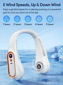 Lairen Neck Hanging Fan, Portable Bladeless Neck Hanging Fan With 5 Adjustable Speeds, LED Display, Suitable For Students, Office, Outdoor Work, Travel, Perfect Gift