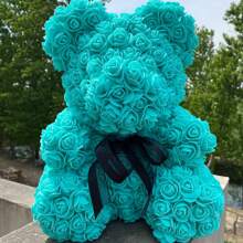 50 piezas de flores de espuma decorativas falsas surtidas de rosas, osos de peluche, unicornios y corazones de 3.5cm, materiales DIY