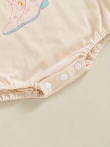 Newborn Baby Girl Western Outfits Cowgirl Howdy Boots Bodysuit Short Sleeve Bubble Romper Infant Summer Clothes - 杏色 - 查看 7