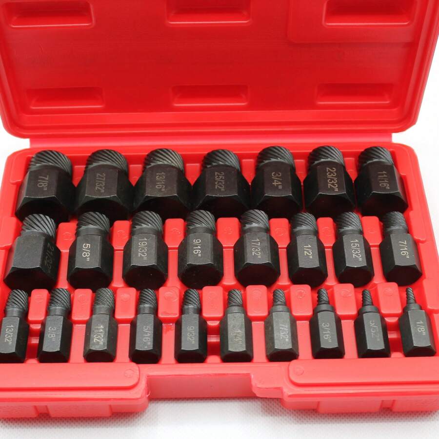 [Multispline Screw Extractor Set] 25pcs Multispline Screw And Bolt Extractor Set - Easy-Out Screw Extraction, Broken Bolt Remover, Stripped Fastener Tool - Multicolor - View 1