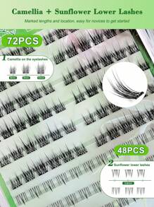84/120 Pcs Mixed Style Lash Extensions, New Design With Upper And Lower Lashes Combination, Transparent Stem Upper Lashes And Slim Stem Lower Lashes For Natural & Comfortable Wear, Versatile Style Suitable For Stage, Party, Date