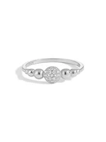 BALMORA 1pc 925 Sterling Silver Round Ball Zirconia Inlaid Ring, Minimalist & Fashionable Finger Ring For Women