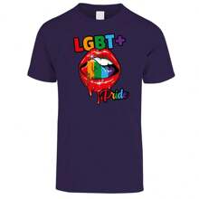 Pega Vinilo Playera De Hombre Estampado LGBT+ Labios Pride Orgullo Gay | Tela recta y fina 100 % algodón